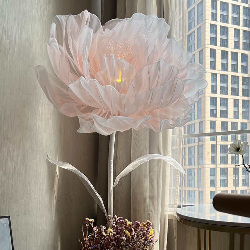 Peony Electric Opening and Closing Floor-Standing Flower Lamp, Creative Glowing Poppy Flower, Shop Atmosphere Decoration, Scene Arrangement Props