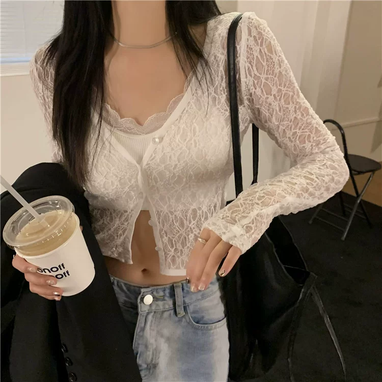 lace base sexy genuine cardigan, sun protection