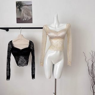 Butterfly dream various lace stitching beautiful back high elastic bottoming shirt