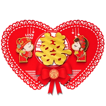 Large happy word wedding decorations double happy word stickers on the door living room bedside happy window flowers wedding room decoration