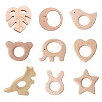 1pc BPA Free Beach Wood Baby Teether Leaf Shape Wooden Newbo
