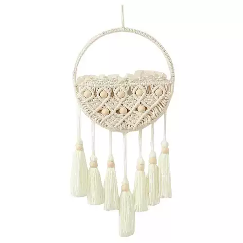 Хлопковая подвесная корзина для макраме, круглая сетка из гобелена, настенная