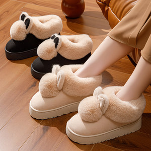 Stuffed Snow Boots for Women in Winter, Warm, Non-Slip, Thick-Soled Furry Shoes, Cute Heel-Covered Cotton Shoes, 2025 Fashionable New Style