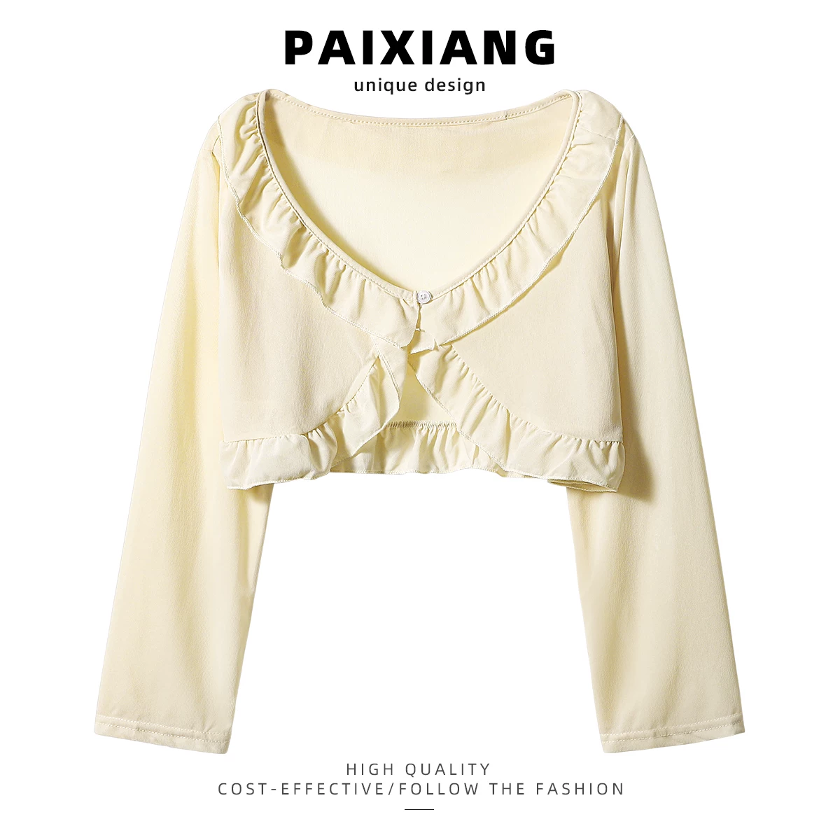 Кардиган PAIXIANG женский, шифоновый летний солнцезащитный, кружево и рюши, one size