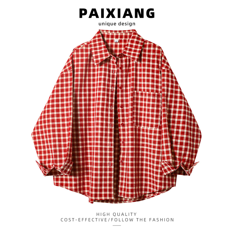 Paixiang2026 Spring New Hong Kong Style Retro Plaid Shirt Women's Cardigan Summer Thin Jacket Sun Protection Top
