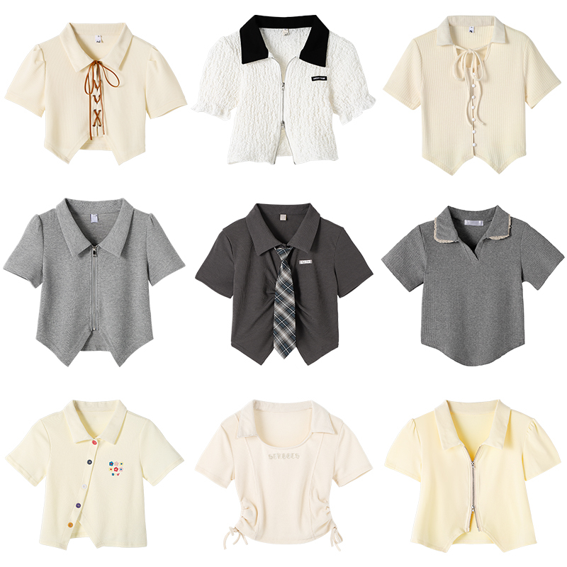 Paixiang/Summer Versatile Sweet Short-Sleeved T-Shirt Shirt for Women 2026 New Slim Fit Short Polo Collar Top