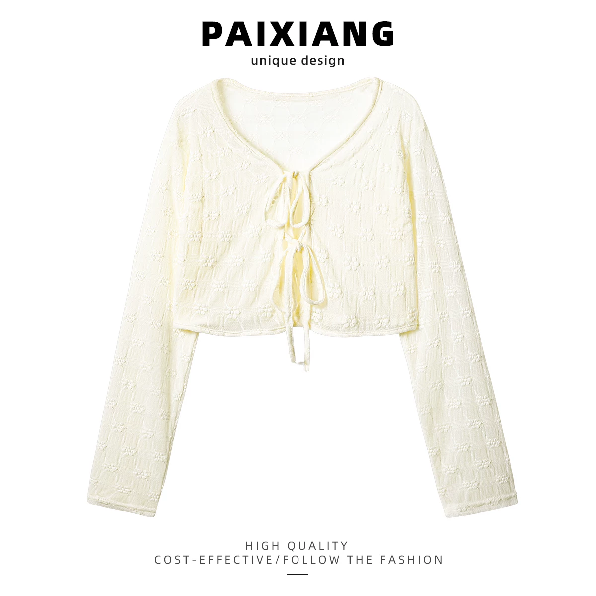 Кардиган PAIXIANG женский, шифоновый летний солнцезащитный, кружево и рюши, one size