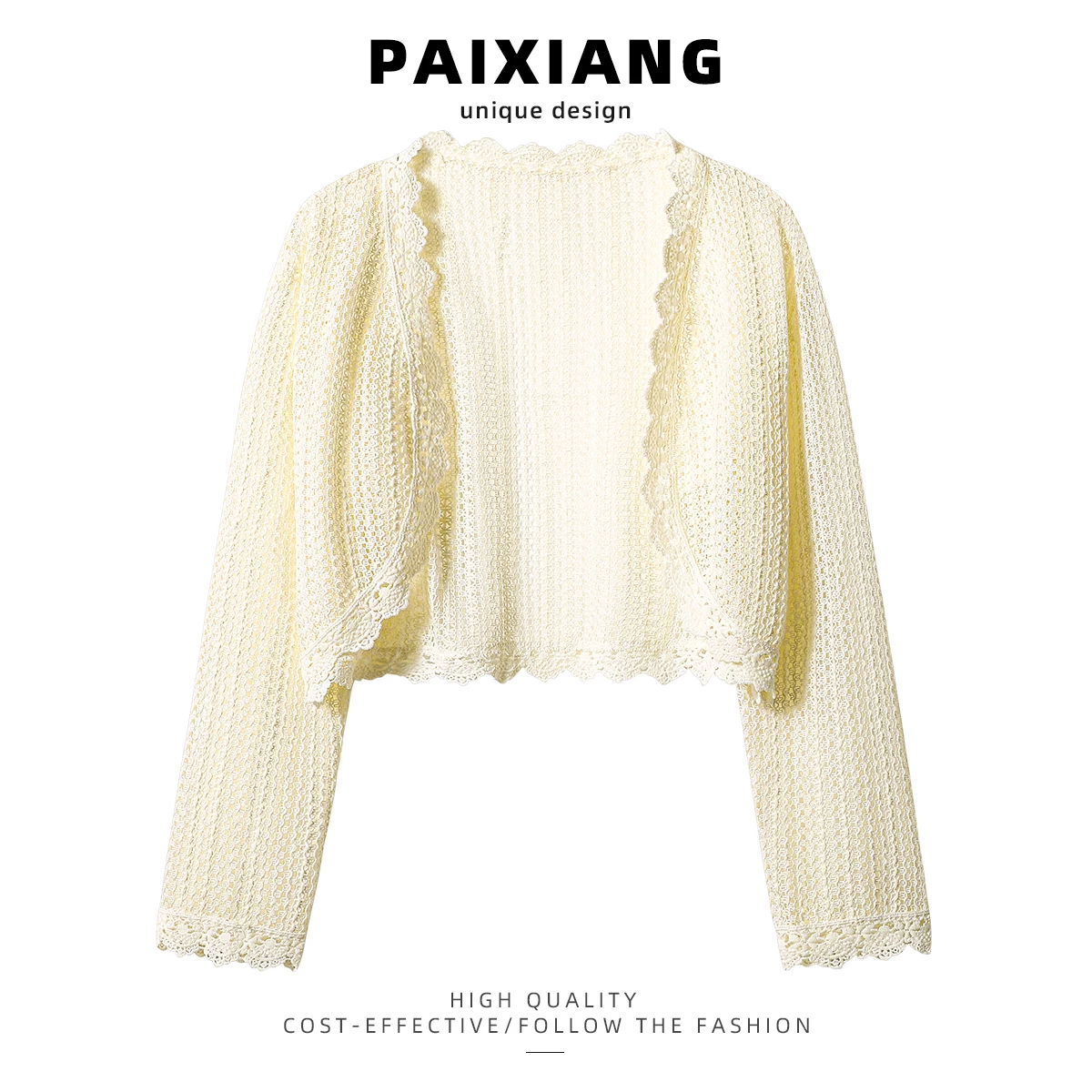 Кардиган PAIXIANG женский, шифоновый летний солнцезащитный, кружево и рюши, one size