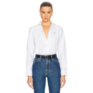 Polo Ralph Lauren 拉夫劳伦白色长袖衬衫宽松上装老钱风REVOLVE