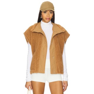 【海外直邮】Free People环保皮草马甲背心棕色运动复古风REVOLVE