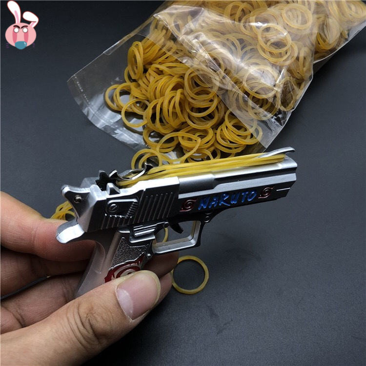 Folding leather gluten gun children Toys full metal Six connected hair Leather Fascia Handgun Boy Key Button Pendant Soft Slingshot