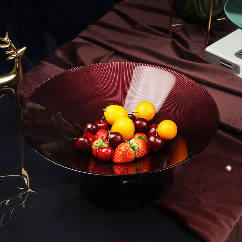 Creative Fruit Tray Modern Living Room Tea Table Decorative Swing Accessories Home Glass Nursery Nordic Mesh Red Light Lavish Fruit Tray