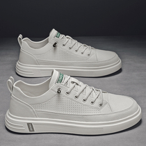 Summer style mens shoes 2022 new summer breathable casual trends 100 hitch genuine leather small white shoes One foot pedal board shoe men