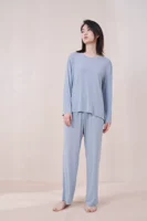 Серый голубой 640T Брюки с длинными рукавами