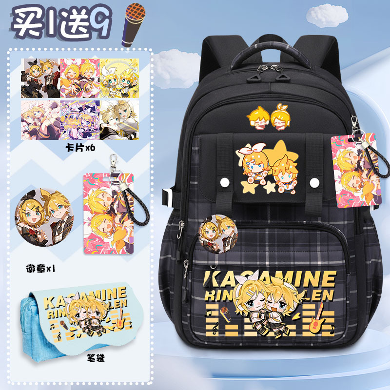 Himeko Kagamine Twin Sisters Merchandise Backpack Virtual Singer Anime Student Backpack Boys Girls Campus Black Himeko Kagamine Twin Sisters Merchandise Backpack Virtual Singer Anime Student Backpack Boys Girls Campus Black