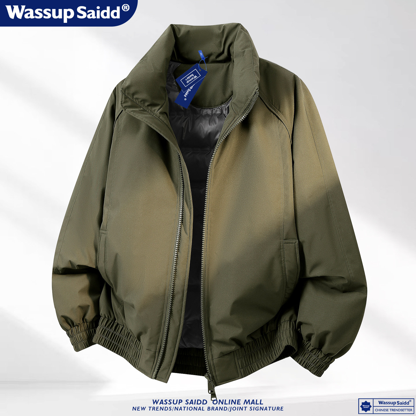 WASSUP SIADD, новая хлопковая куртка пилота с воротником-стойкой, мужская зимняя утолщенная теплая свободная однотонная хлопковая куртка