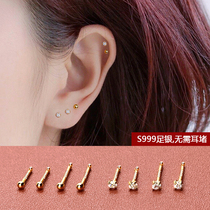 999 pure tremella bone nails sleep free double-sided earrings 2021 New Tide earrings raise earrings earrings female sterling silver