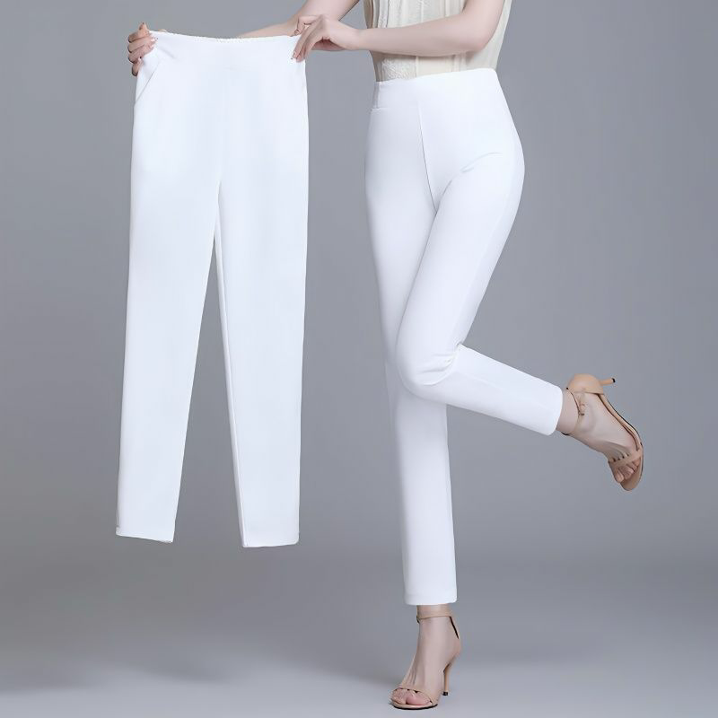 New Straight-Leg Pants for Women, Loose and Slim-Fitting, Summer Thin Pants, Elegant White Pants, Slimming Casual Pants with Texture