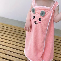 Childrens bath towel can wear suspender bath skirt to absorb water big childrens bath towel set does not lose hair baby cartoon cute tide