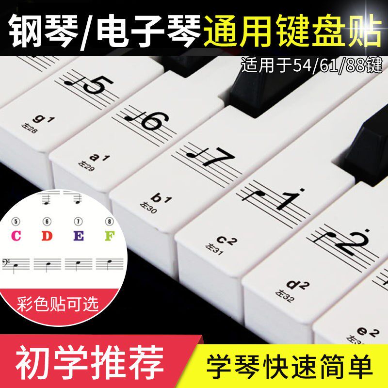 54 61 88-key piano electronic organ key note label sticker color transparent keyboard sticker piano label sticker