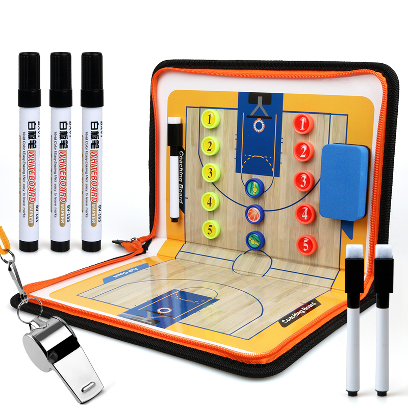 Basketball equipment referee coach supplies zipper-type folding basketball tactical board command board magnetic suction and erasable book