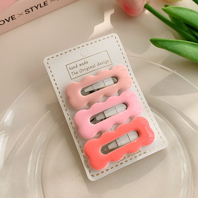 images 7:Pink flower hairpin cute child side Liu Hai broken hair side sweet girl love bb hairpin card headdress