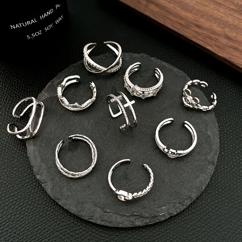Ins trendy cold wind ring female niche design advanced light luxury index finger opening adjustable net red simple ring