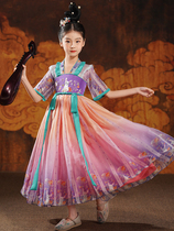 High-end Han clothing girls summer anti-fairy fashion super-fairy childrens antique show suit Dunhuang flying sky dance suit