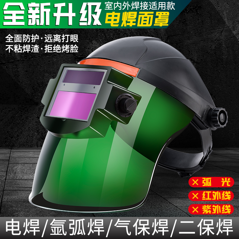 Dimant headwear type electric welding shield face large windows anti-baking face welding cap light welterface light-changing glossy cover 