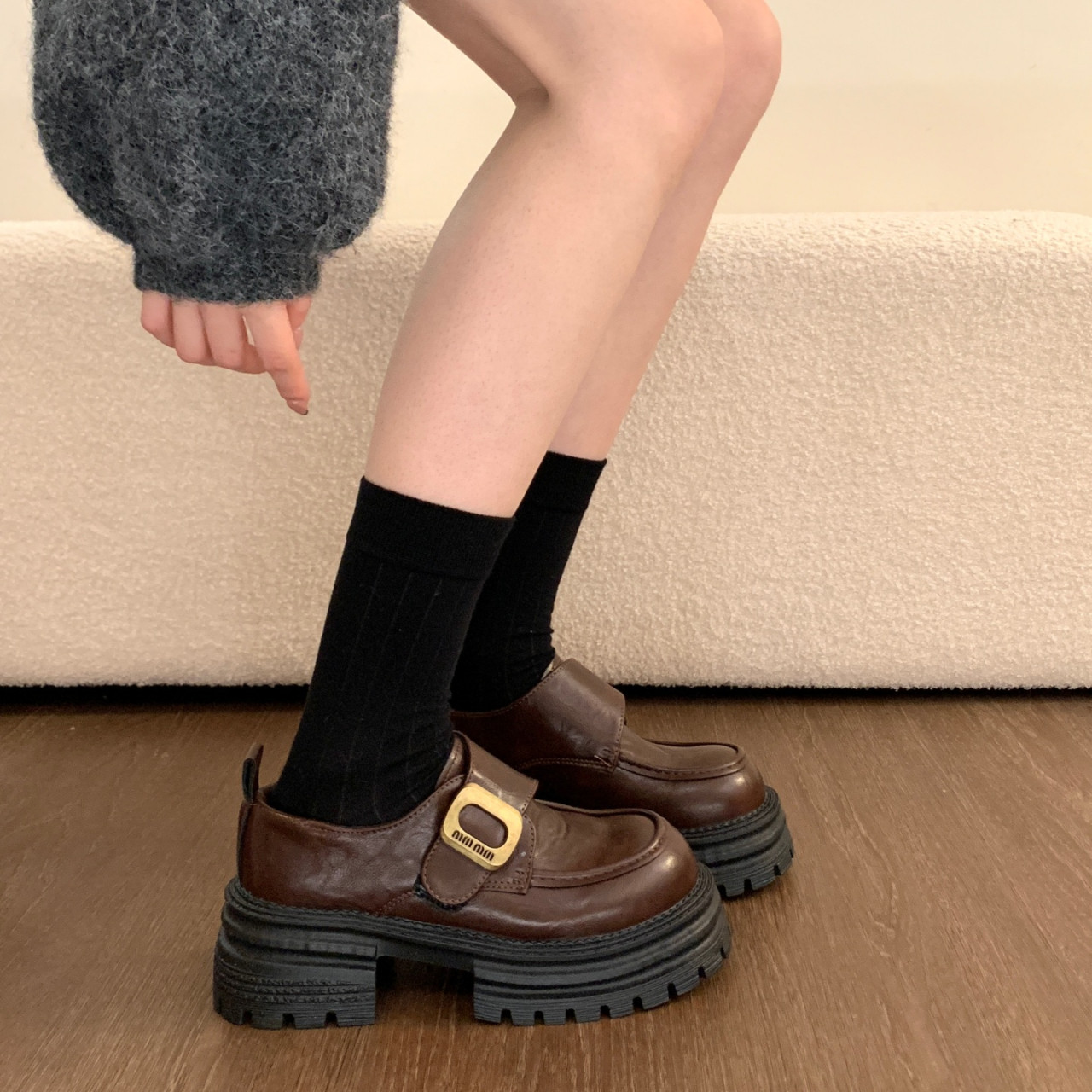 Thick-Soled, Chunky-Heeled, British-Style Women's Leather Shoes, 2025 New Versatile Height-Increasing Non-Slip Women's Shoes, Loafers for Women