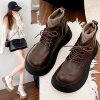 Brown Martin Boots for Women 2025 New British Style Thick-Soled Height-Increasing Retro Fashion Winter Casual Sock Boots for Women