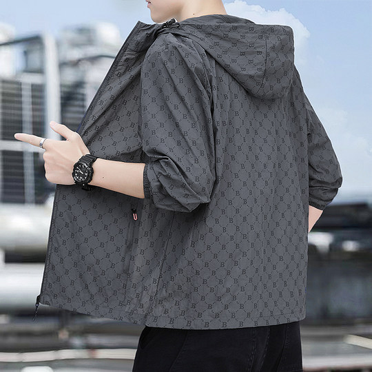 夏季薄款外套男士防晒衣帅气潮流运动骑行风衣休闲轻薄透气皮肤衣