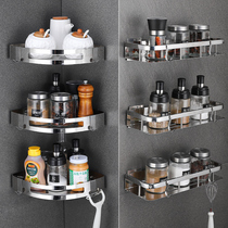 Kitchen wall-mounted storage rack stainless steel 304 bracket hook punch-free corner condiment storage rack