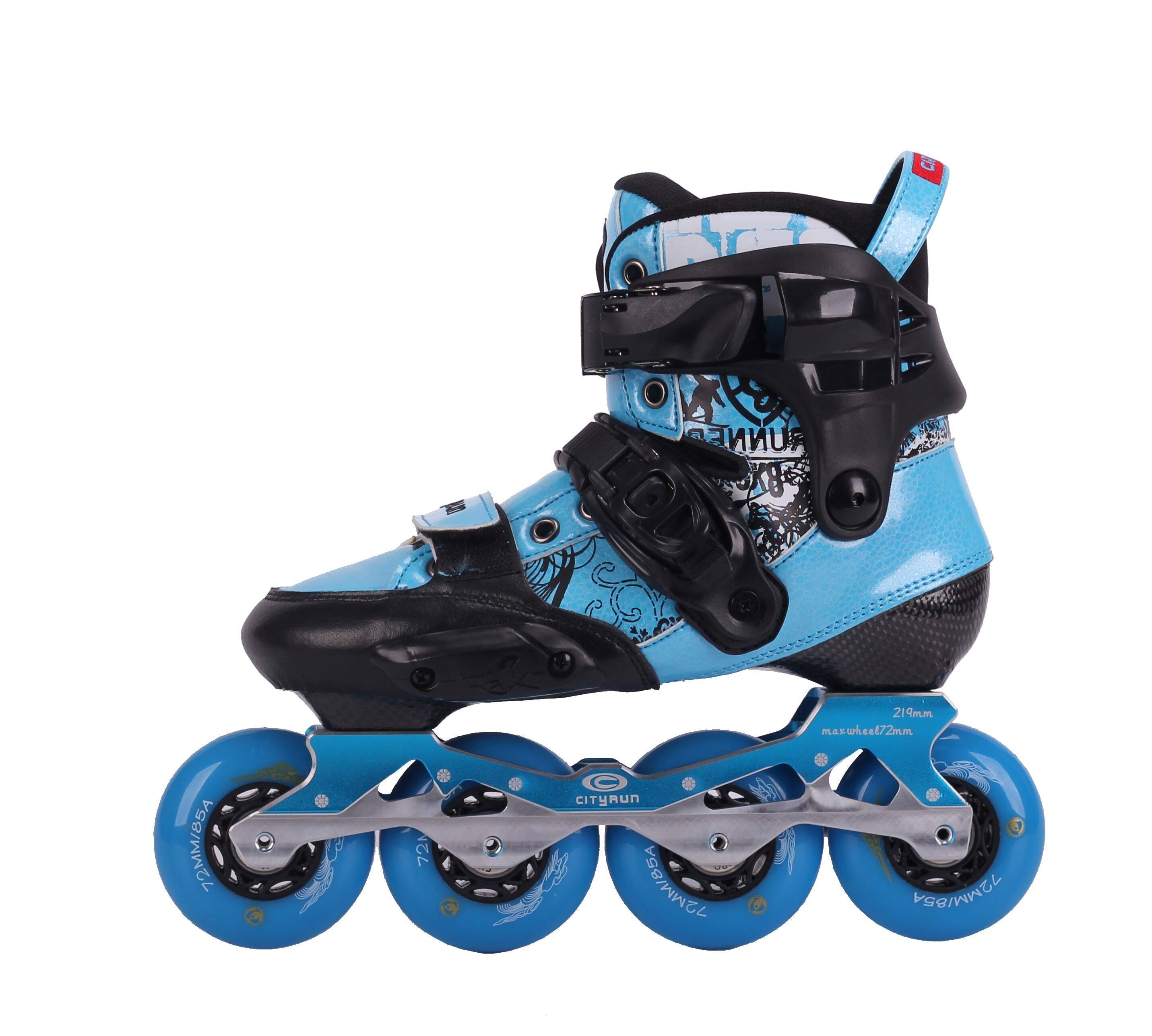 Cityrun Children's carbon fiber flat flower Ice Skate Men And Women Children Adjustable Parent Coach Special Straight Line Skate Shoes