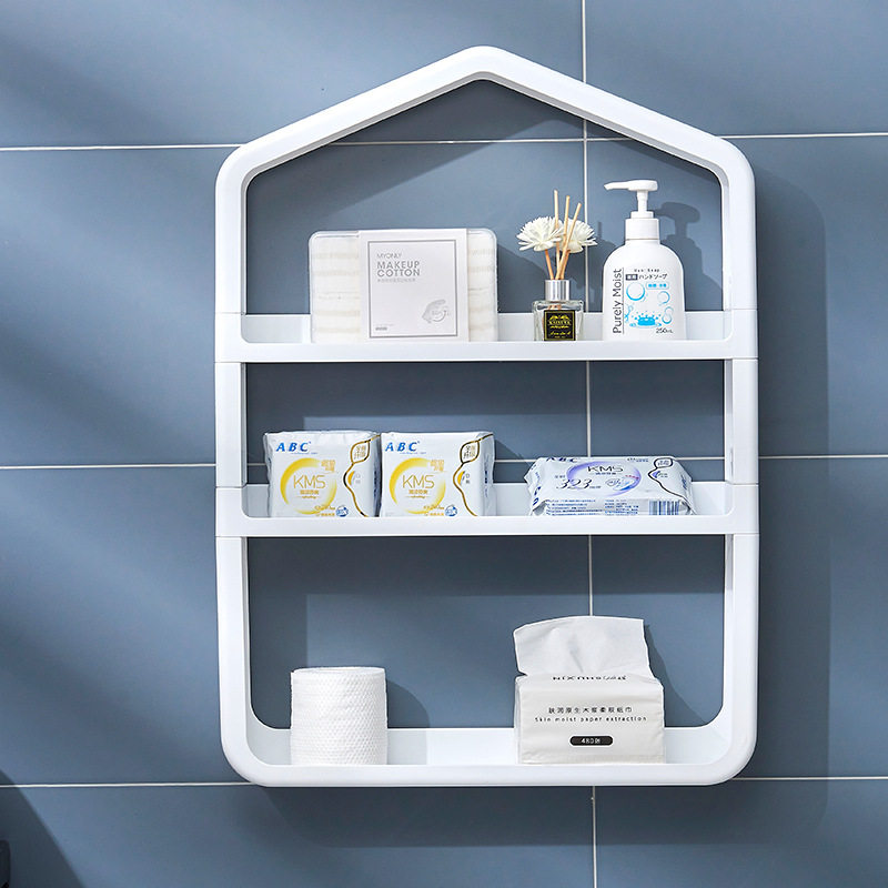Bathroom washbasin toilet multi-functional storage wall rack wall free punching bathroom dressing storage shelf