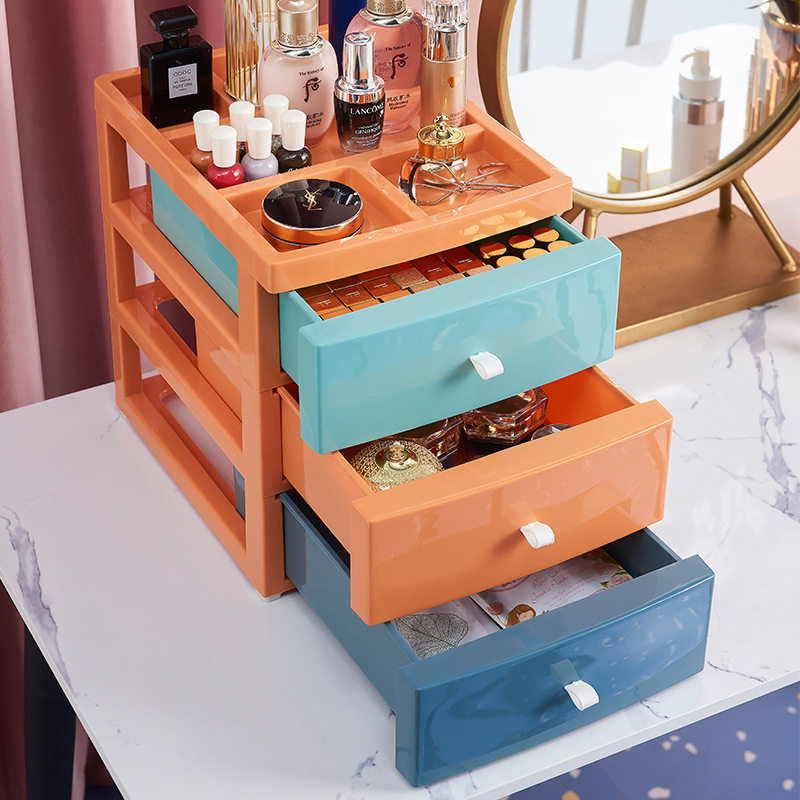 Desktop File Box Storage Box Plastic Drawer Office Multifunction Home Makeup Dorm Room Finishing