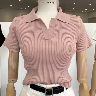 In the summer of 2021, the new Korean version of the classic Joker short-sleeved sweater women's slim body slim solid color short top (
