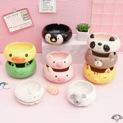Ashtray cute girl minimalist coffee table ornaments on gray tray fashion modern ins cartoon cute porcelain