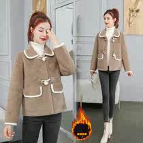 Female student sweet and cute plush velvet blouse short coat imitation gold mink 2020 autumn winter dolls collar new lace