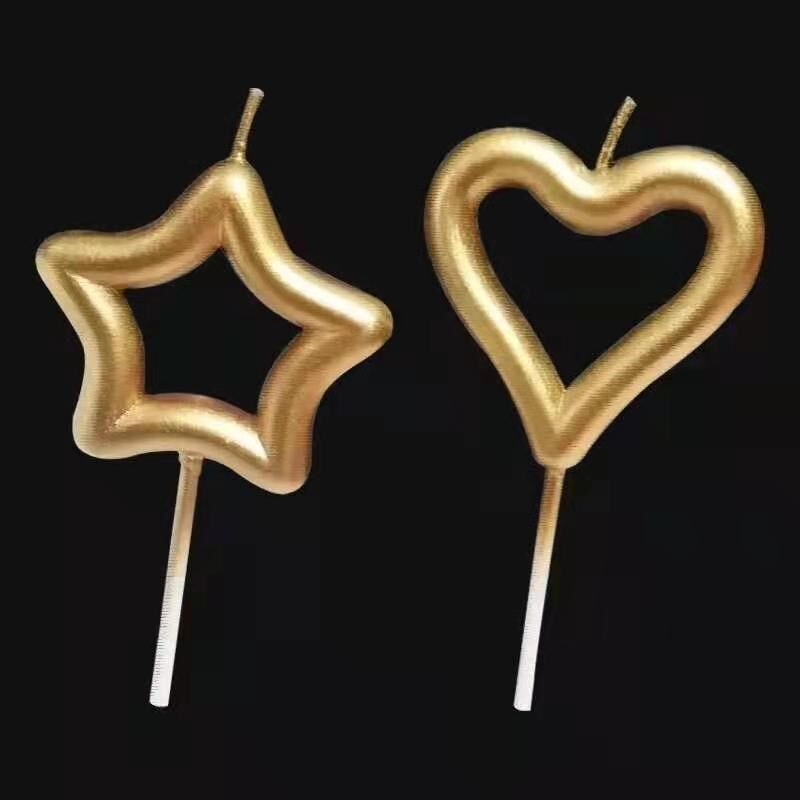  Loving Candle Flame Heart-shaped Birthday Pentagram Cake Decoration Stars Peach Heart Romantic Surprise Party