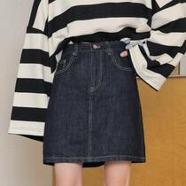 Buttock new slim high waistline skirt high a character denim 2020 Autumn Winter skirt skirt women vintage dark blue