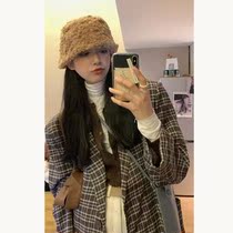 Pine hair over the knee woolen cloth coat temperament Plaid wide jacket women tide new long winter 2020 Korean version of retro