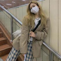 Ocean Gas Aging Autumn Winter 2020 Han Edition Female Tidal Chic Port Wind Suit Suit Jacket Plaid Pants Fashion Two Sets