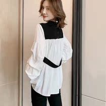 2020 long sleeves new knit lining womens autumn splicing European station blouses Eurogoods Design bubbles with small crowdsourced