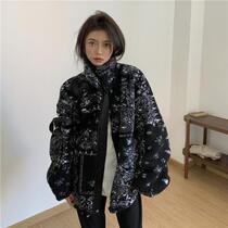 Loose coat imitation lamb wool coat womens autumn and winter feel thickened warm new retro stand collar Korean design cardigan