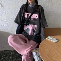 Hit bottom autumn clothes 2020 shirts T-shirt blouses fashion new casual wear pants foreign air weight reduction womens wave suit Two sets