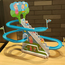 Shaking piggy stair climbing Childrens toy Paige electric belt slide track up the stairs slide Paige slide