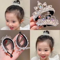 Childrens hair clip ball head hair artifact girls crown headdress high-end ponytail buckle hair clip childrens hair accessories for women