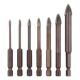 Cross triangle glass drill tile rotary drill bit tool lengthening hole opener dry drill four-edge knife head drilling eye
