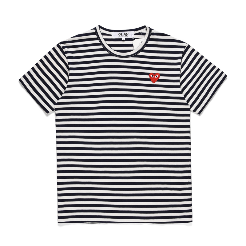 PLAY COMME des GARCONS Kawakubo Ling CDG striped love T-shirt men and women couple short-sleeved tide